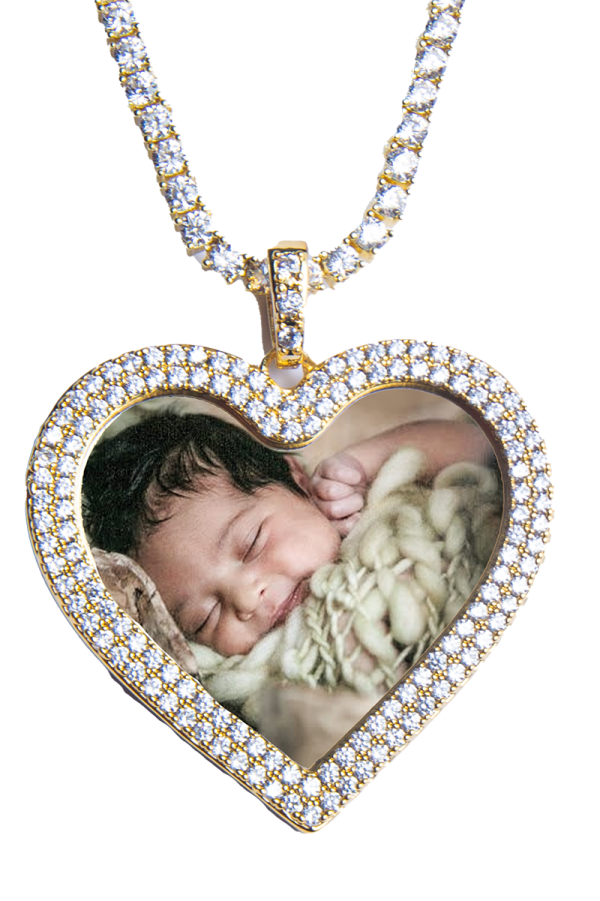 Double Layer Diamond Heart Medallion