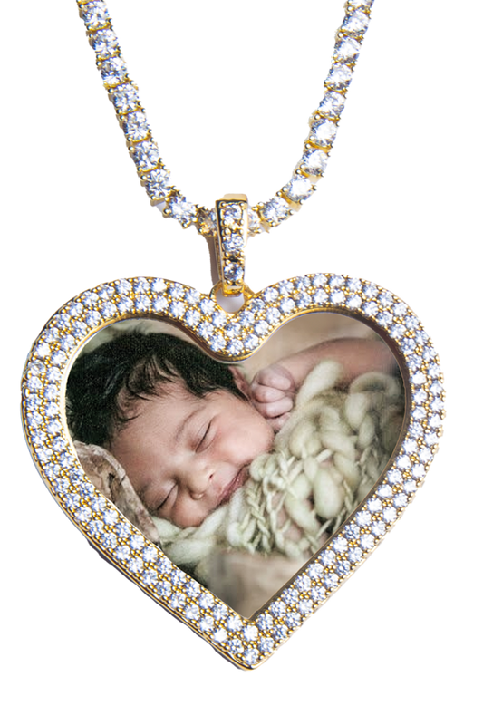 Double Layer Diamond Heart Medallion